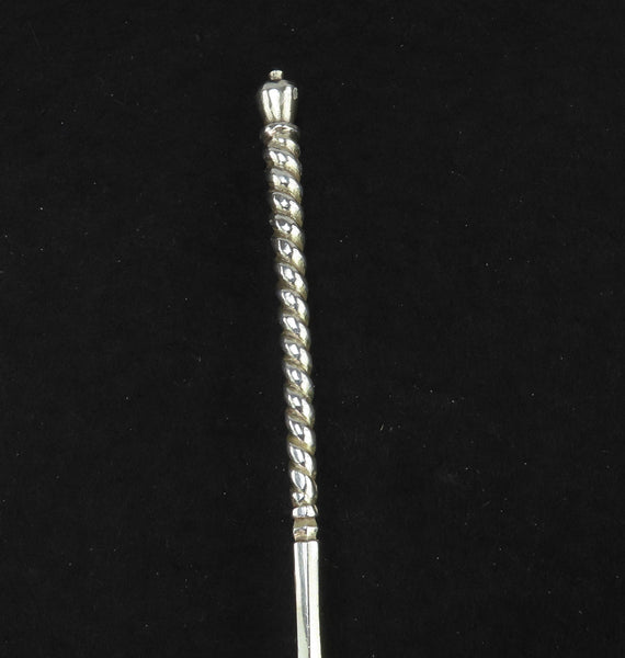 Exceptional 1878 Russian 875 Silver Hand Engraved Twist Handle Caviar Spoon