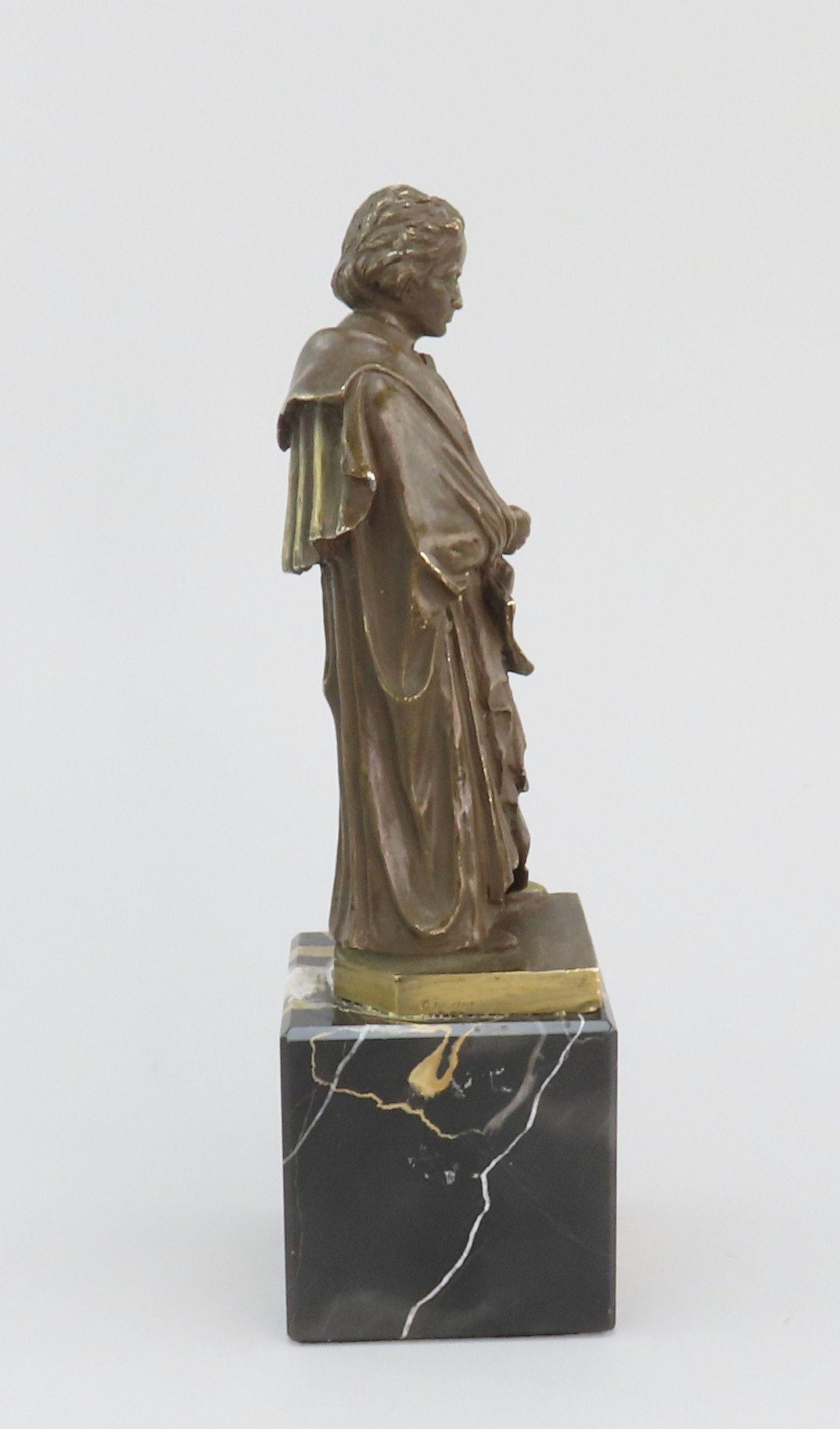 c1890 Small Beethoven Bronze Statue Marble Base Signed Corsini 8 1/2" Tall