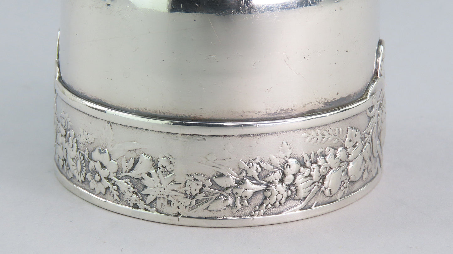 c1855 Lovely Old Gorham Silver Bell Floral Border 4 1/8" Tall