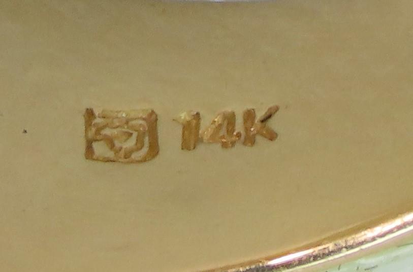 Fabulous Modern 14K Gold Chinese Jade Amethyst Ring Size 9