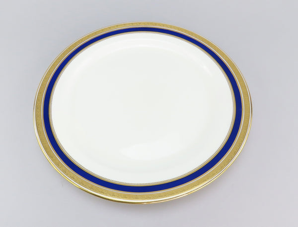 Large Cauldon English Porcelain Round Tray Platter L6228 Cobalt/Gilded 14 3/8"