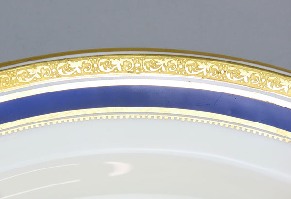 Large Cauldon English Porcelain Round Tray Platter L6228 Cobalt/Gilded 14 3/8"