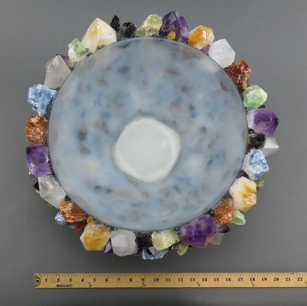 Kathryn McCoy Colorful Multi-Stone Extra-Large Glass Bowl Real Crystal NO BREAKS