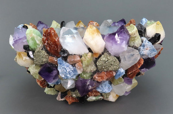 Kathryn McCoy Colorful Multi-Stone Extra-Large Glass Bowl Real Crystal NO BREAKS