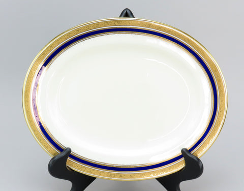 Fine Cauldon English Porcelain Cobalt and Gold Border Medium Platter Tray