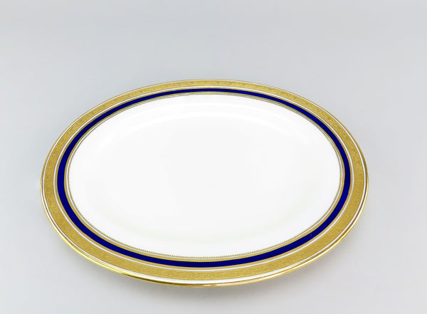 Fine Cauldon English Porcelain Cobalt and Gold Border Medium Platter Tray