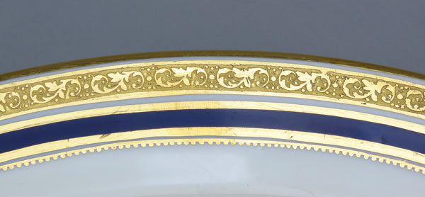 Fine Cauldon English Porcelain Cobalt and Gold Border Medium Platter Tray