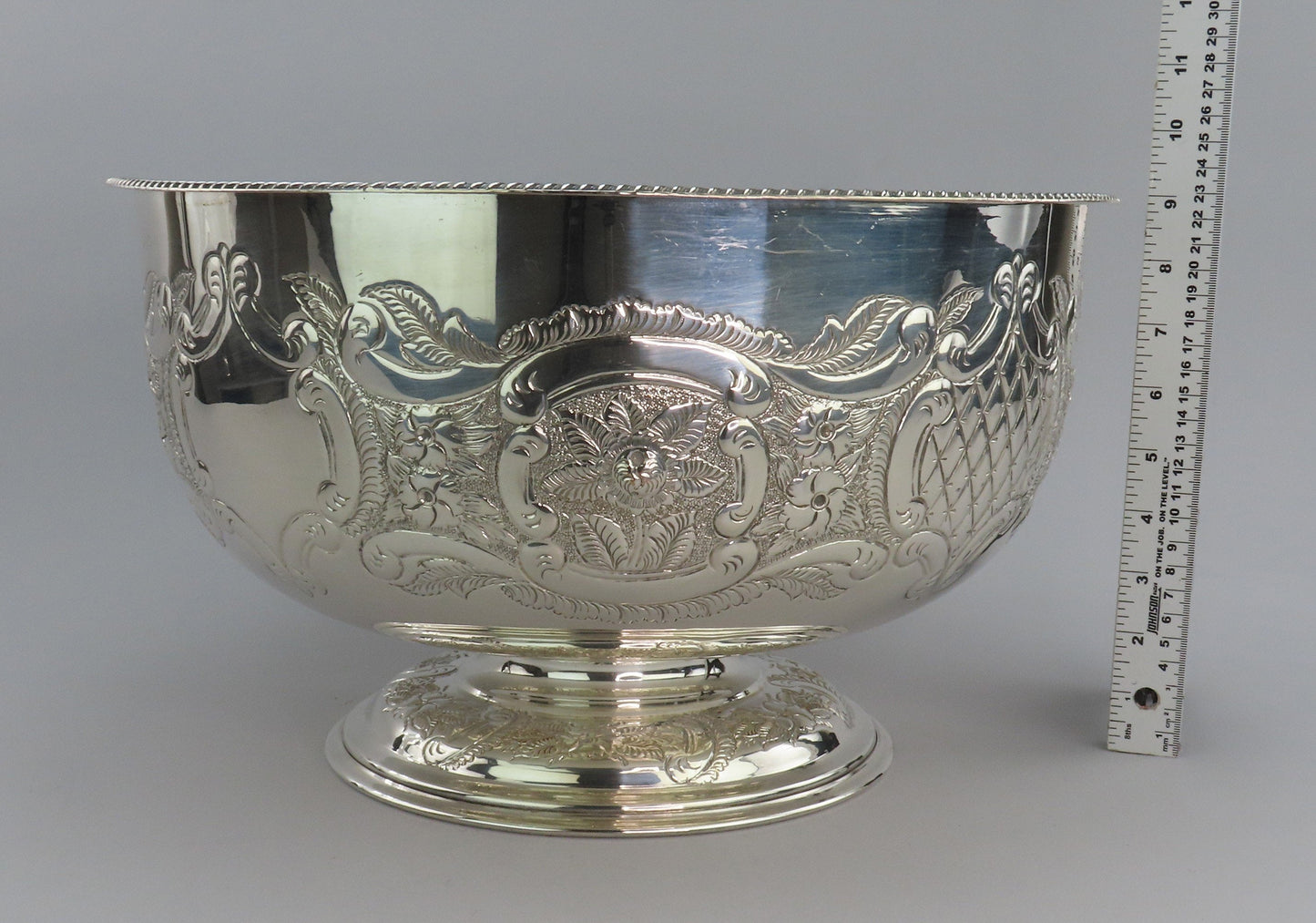 Fabulous Huge English Silverplate Punch Bowl w/ Ladle No Monos 15 1/2" Diameter