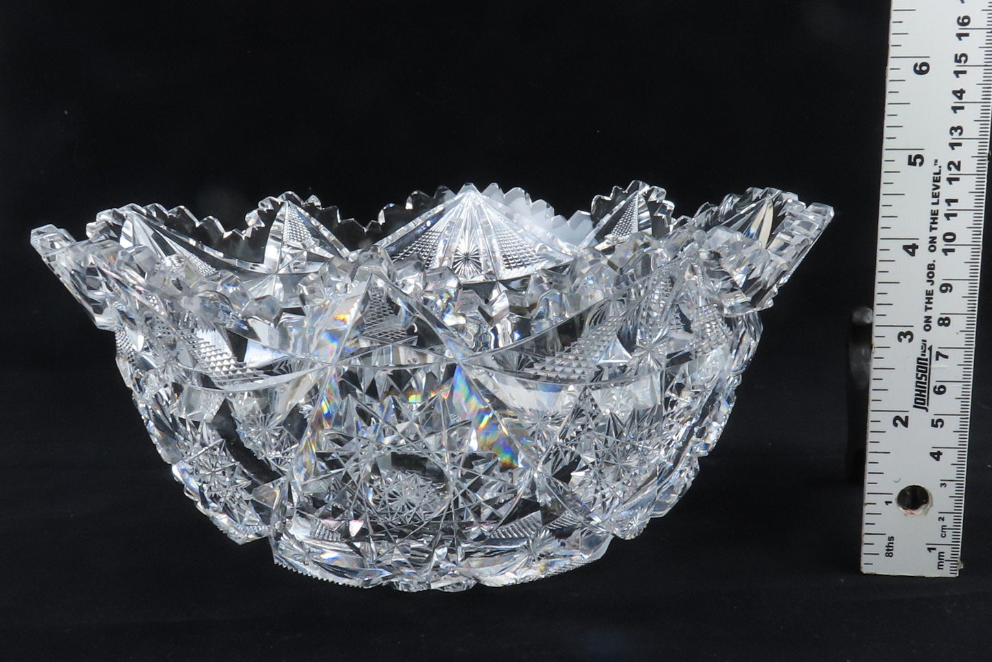 Eyecatching Signed Libbey American Brilliant Period Cut Glass 10" Bowl