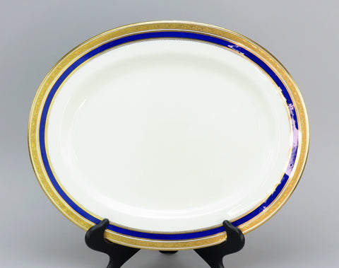 Fabulous Cauldon Cobalt and Gold Border English Porcelain Large Platter Tray