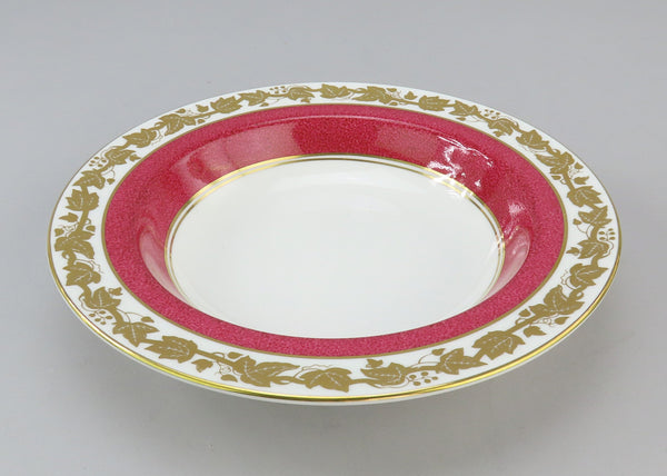 12 Wedgwood Whitehall W3994 Powder Ruby Bone China Rim Soup Bowls 8"
