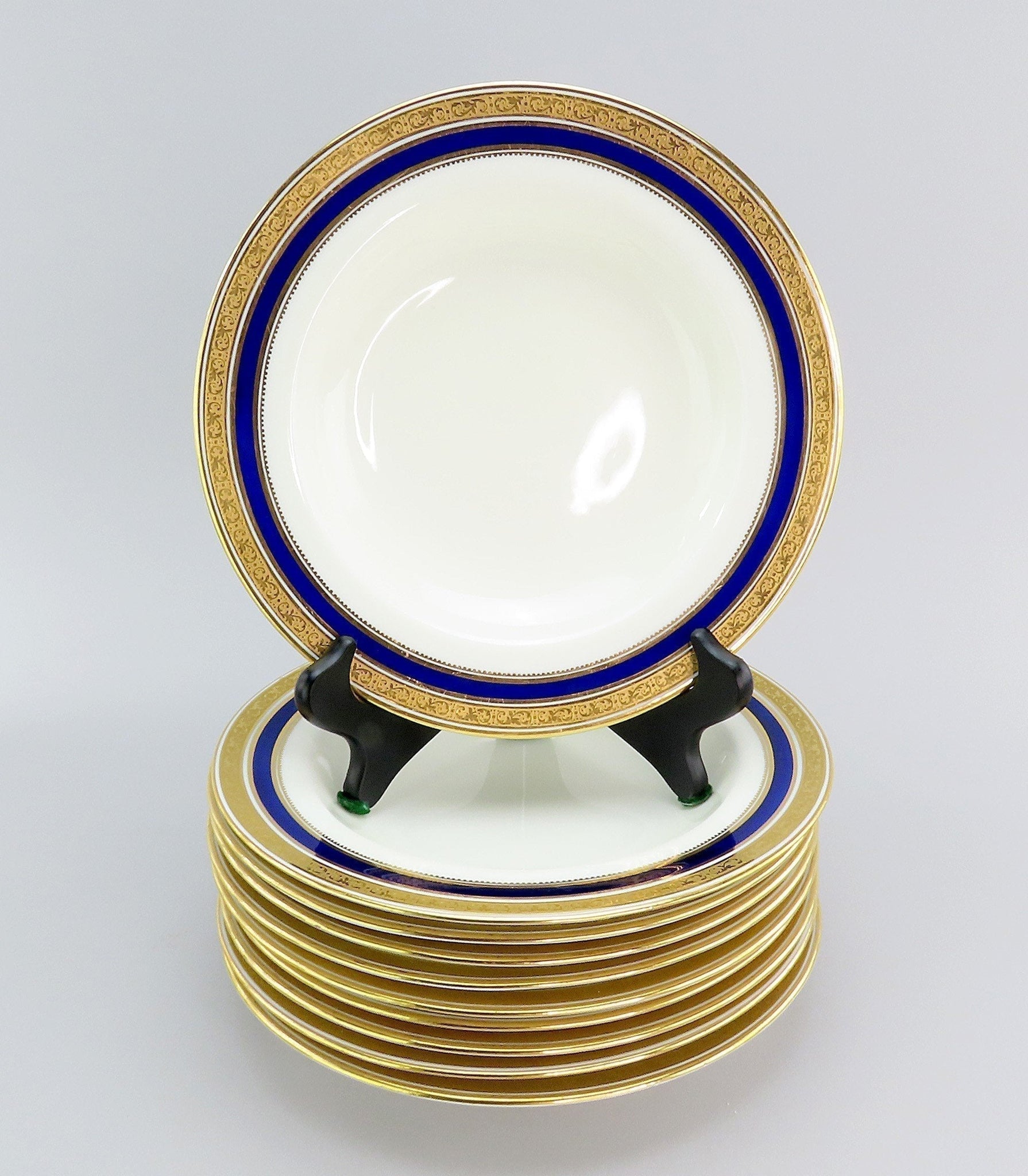 10 Pretty Cauldon Porcelain Cobalt Wide Rimmed Soup Bowl 6228
