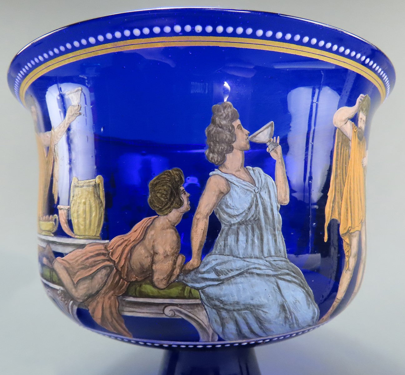 Rare Early 1900s Venetian Cobalt Blue Glass Coppa Barovier Wedding Cup Chalice