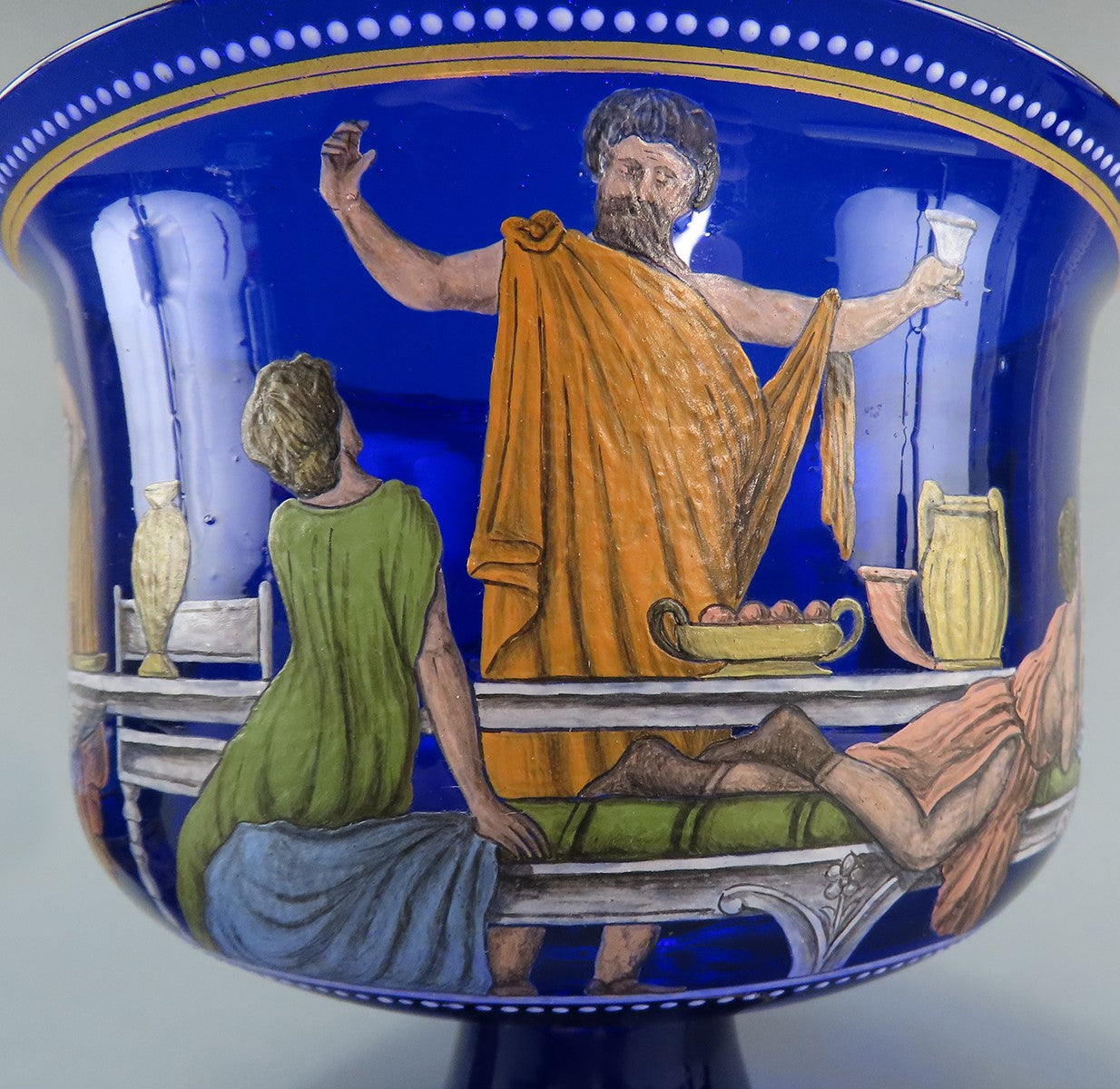 Rare Early 1900s Venetian Cobalt Blue Glass Coppa Barovier Wedding Cup Chalice
