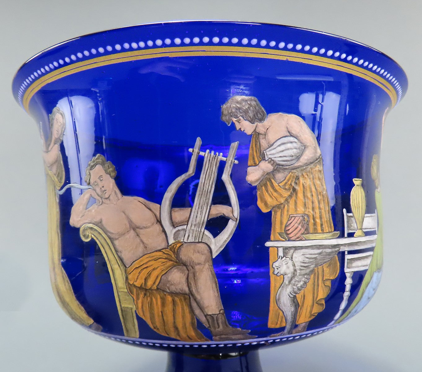 Rare Early 1900s Venetian Cobalt Blue Glass Coppa Barovier Wedding Cup Chalice