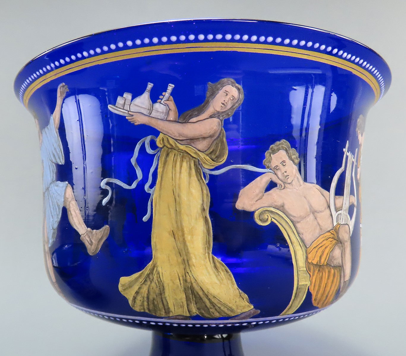 Rare Early 1900s Venetian Cobalt Blue Glass Coppa Barovier Wedding Cup Chalice