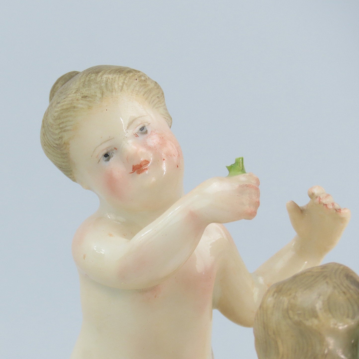 Superb 19th C. Meissen Hand Painted Figural Group of 3 Cherubs Putti Spring