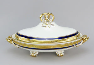 Wonderful Cauldon English Porcelain Dish Cobalt and Gold Covered Entree Dish