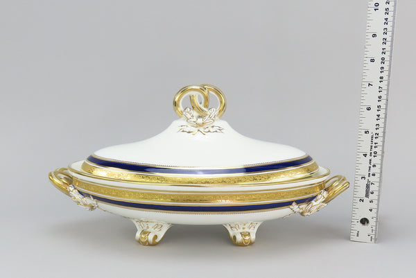 Wonderful Cauldon English Porcelain Dish Cobalt and Gold Covered Entree Dish