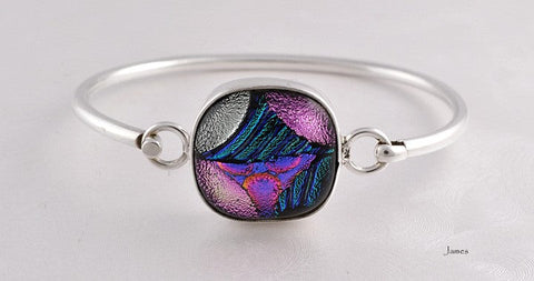 Great Sterling Silver Colorful Glass Bubble Bangle Bracelet