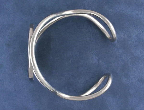 Stunning Sterling Silver Retro Cloisonne Enamel Cuff Bracelet signed "Dewey"