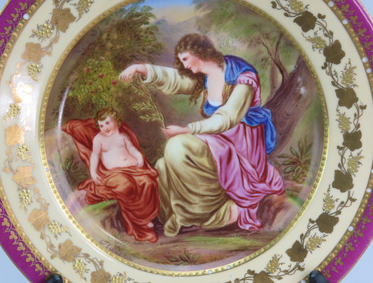 Royal Vienna Hand-Painted Scene Plate Cleone Naiad Nymph and Putti Scene 9 1/2"