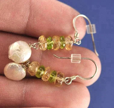 Sterling Aqua Rock Crystal Necklace and Citrine Earrings