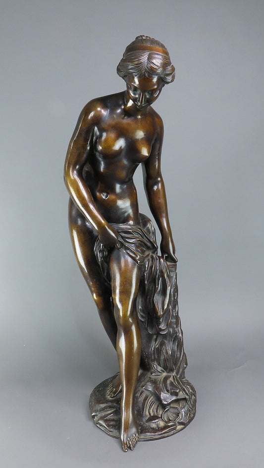 Superb French Bronze Nude Bathing Woman Nymph Statue a. Etienne Maurice Falconet