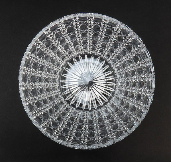 Beautiful VTG Russian Check Cut Glass Crystal Covered Bowl Candy Dish