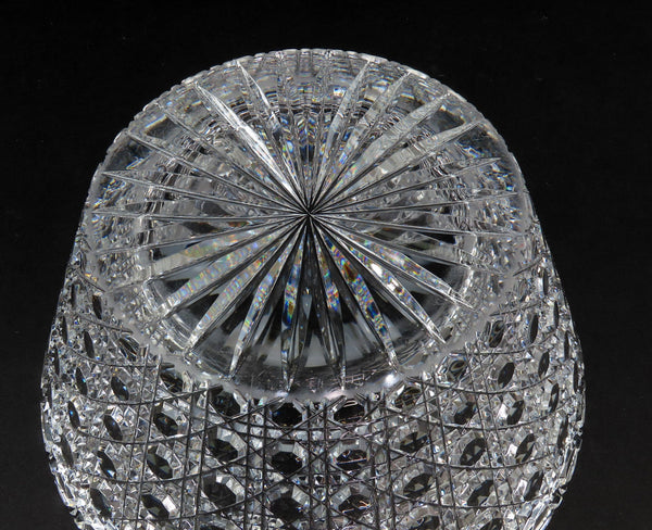 Beautiful VTG Russian Check Cut Glass Crystal Covered Bowl Candy Dish