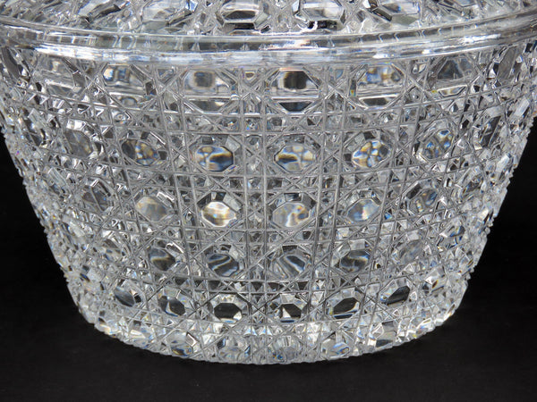 Beautiful VTG Russian Check Cut Glass Crystal Covered Bowl Candy Dish