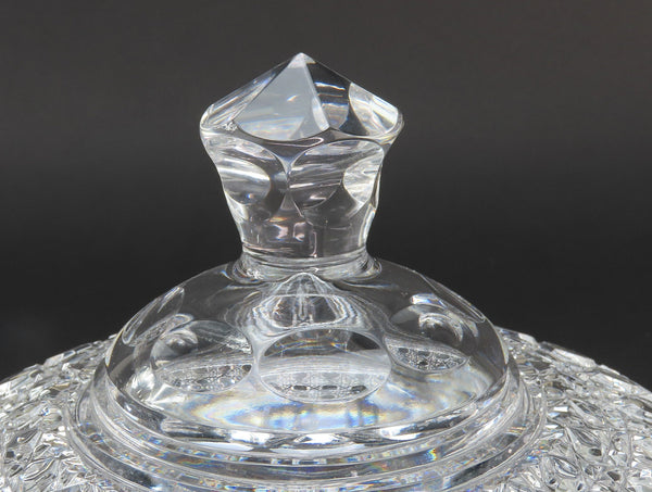 Beautiful VTG Russian Check Cut Glass Crystal Covered Bowl Candy Dish