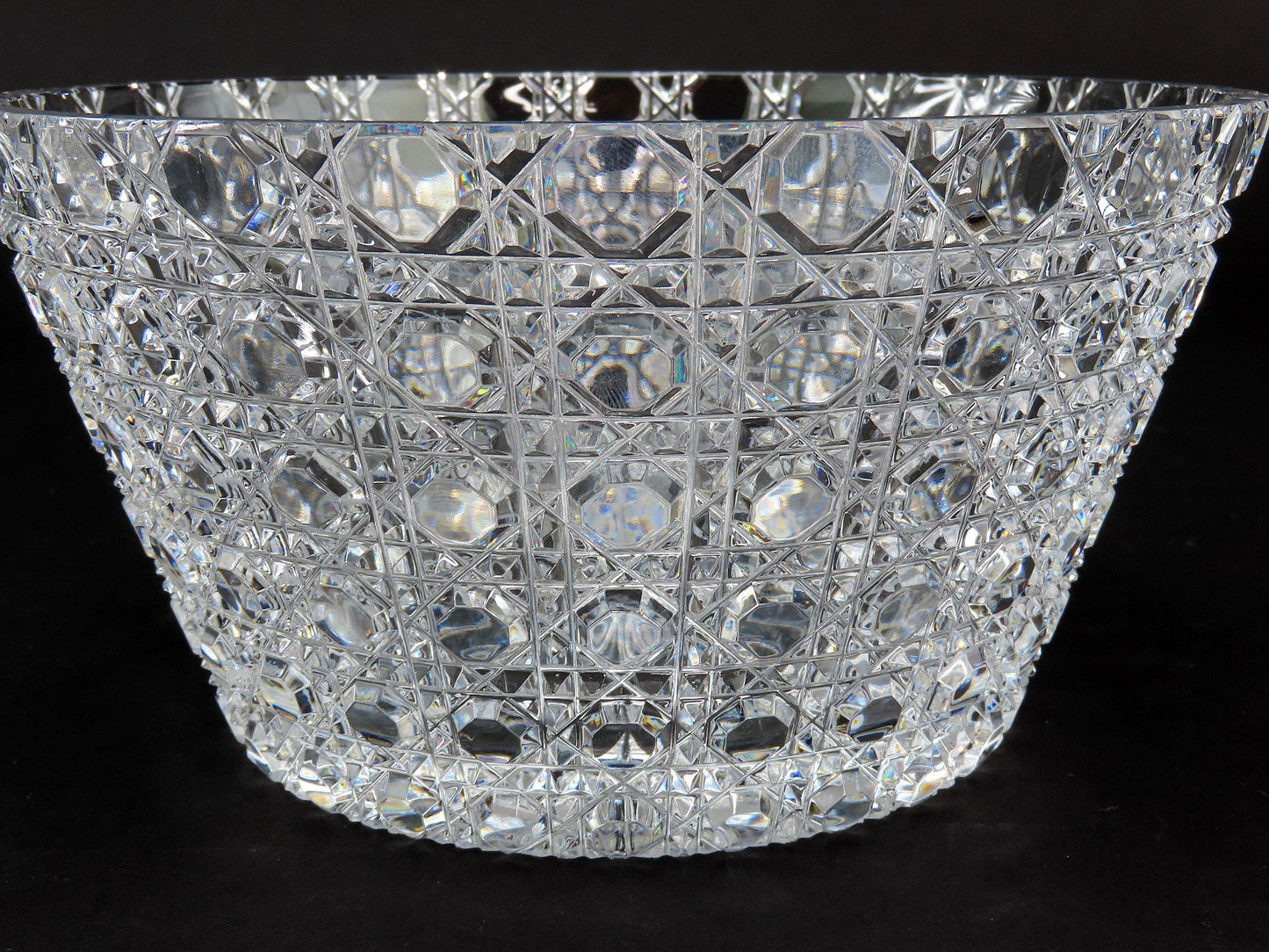 Beautiful VTG Russian Check Cut Glass Crystal Covered Bowl Candy Dish