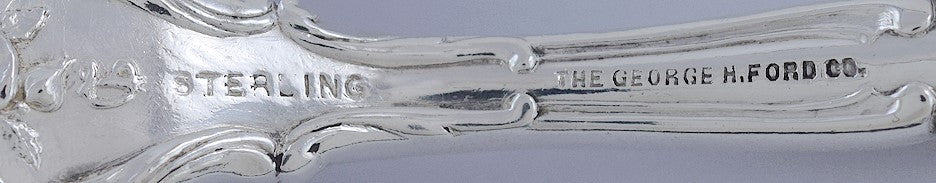 Nice set 5 Durgin Sterling Silver Marechal Niel Large Gumbo Soup Spoons C Mono