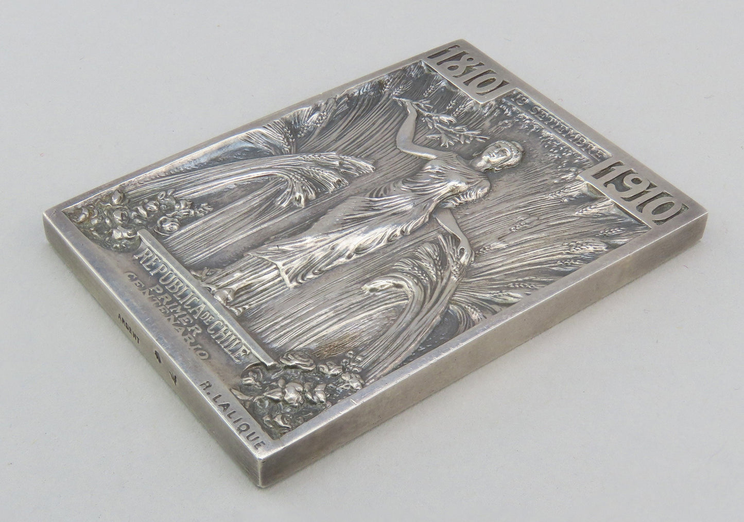 Rene Lalique Sterling Silver Centennial Chile Independence Medal Plaque