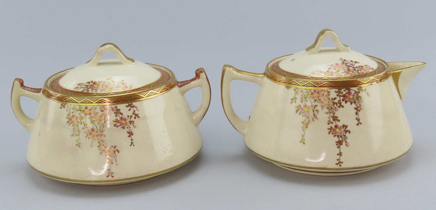 Lovely 21 Piece Japanese Satsuma Tea Set Service for 6 Cherry Blossoms