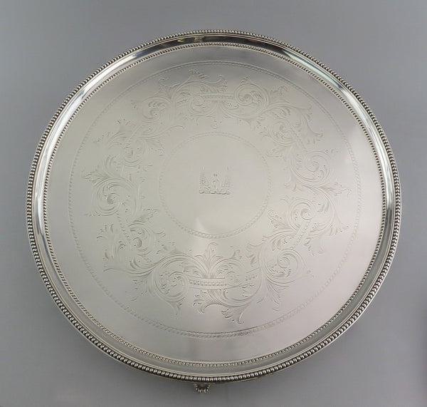 Impressive 1781 English Georgian Sterling Silver Round 18" Serving Tray