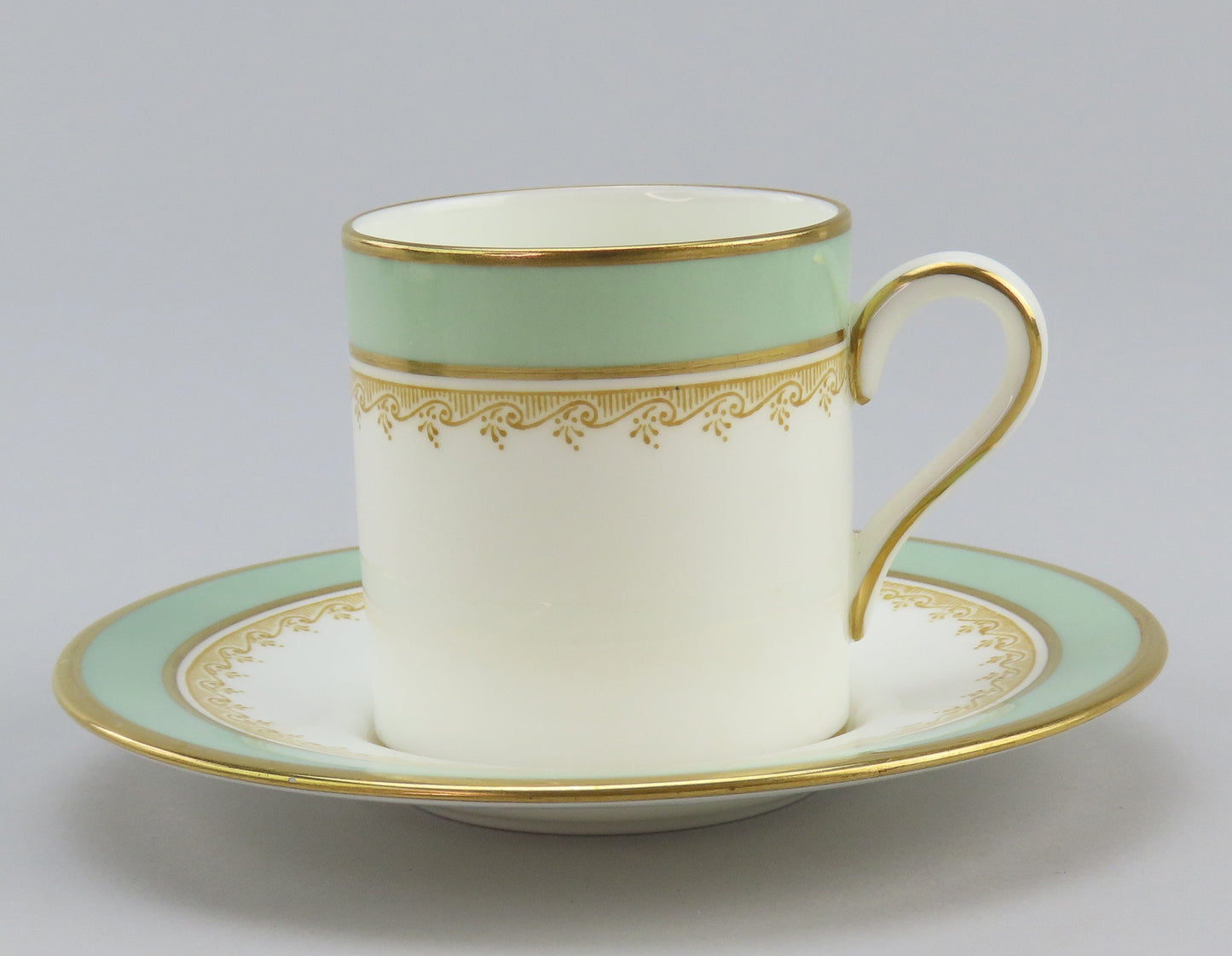 1960s Vintage Wedgwood Eccles Bead Celadon Service For 5 Demitasse Cups Saucers