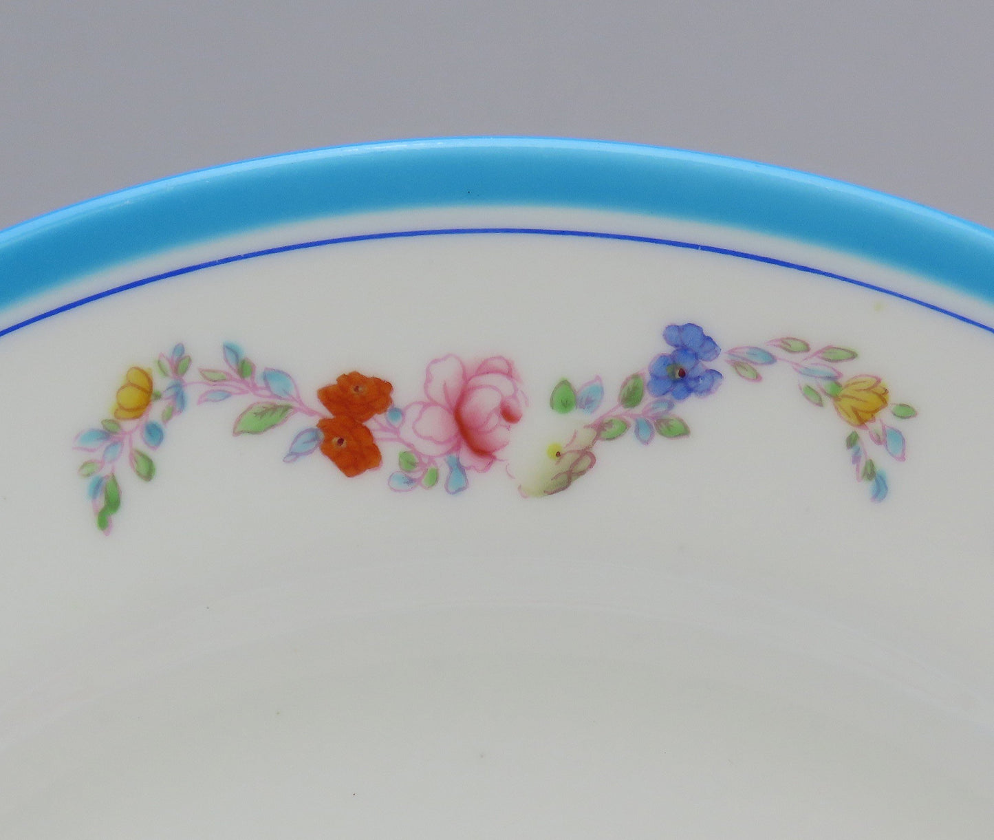 Great set 4 1898 Minton's Sky Blue China Floral Dessert Salad Plates