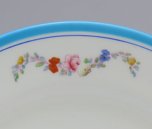 Great set 4 1898 Minton's Sky Blue China Floral Dessert Salad Plates