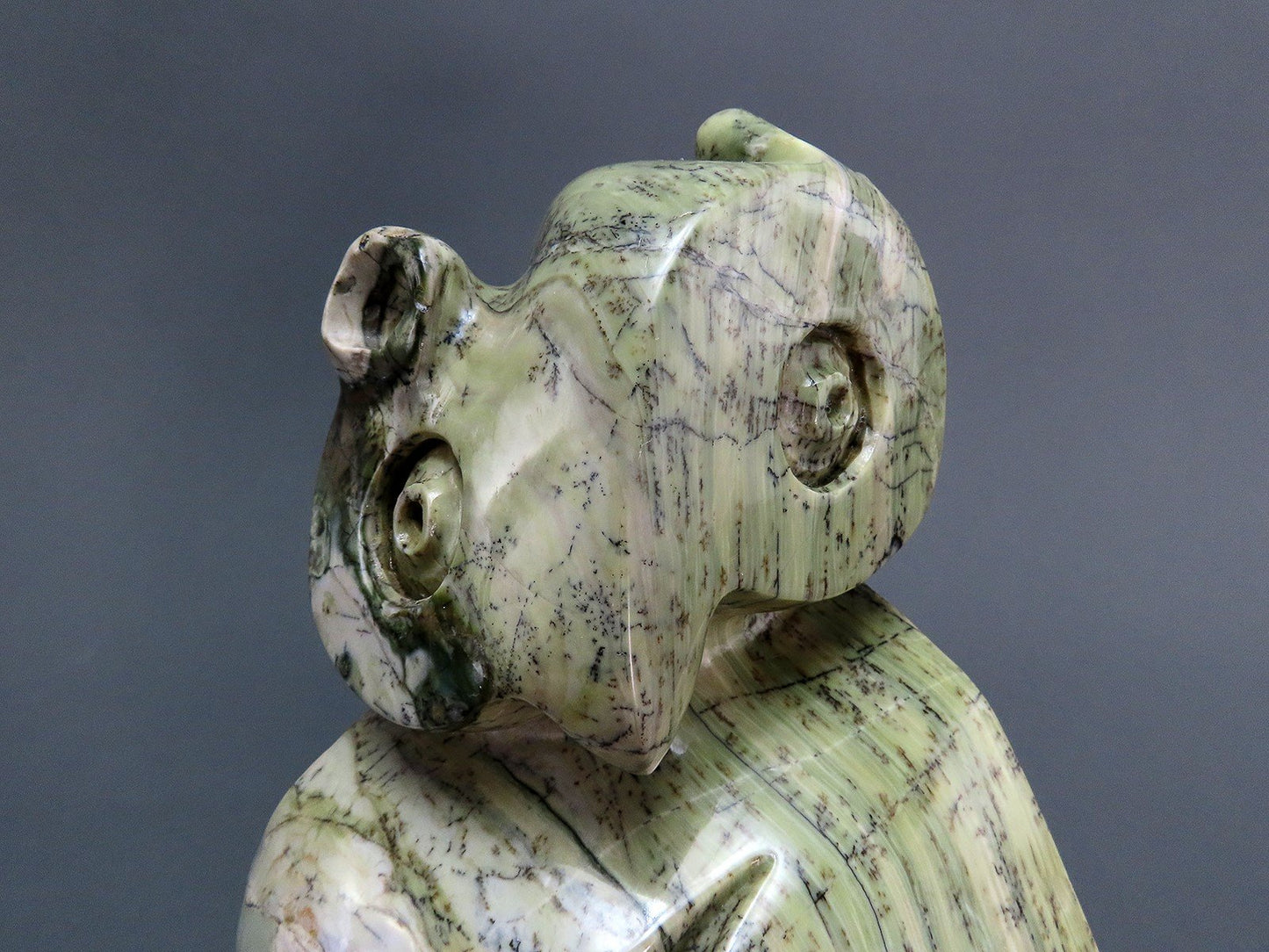 Zachariah Njobo Zimbabwean Whimsical Stone Carved Owl 9 1/2 inches