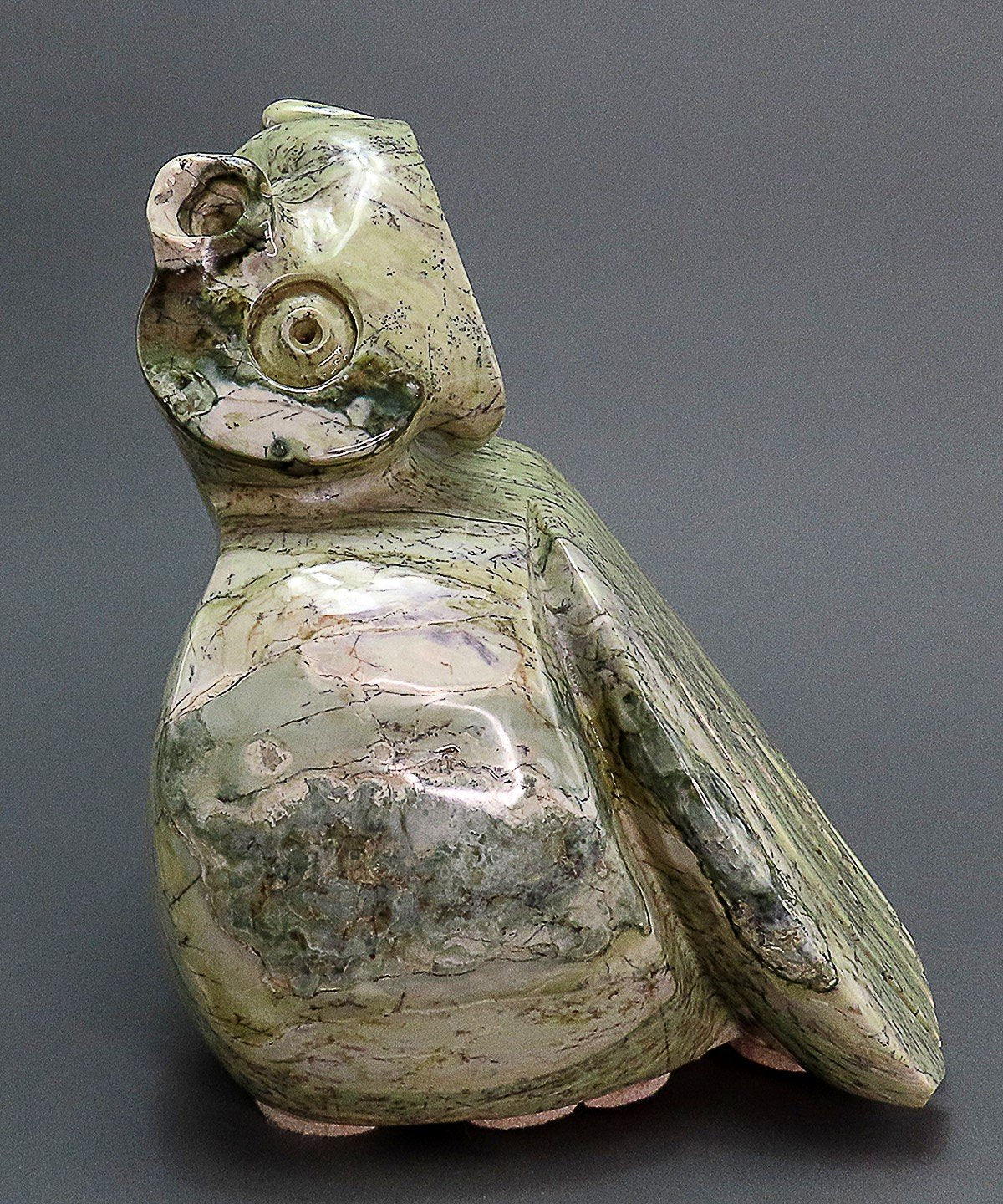 Zachariah Njobo Zimbabwean Whimsical Stone Carved Owl 9 1/2 inches