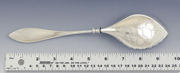 c1875 Antique Gorham Aesthetic Movement Sterling Silver Gold Wash Serving Spoon