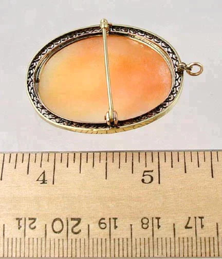 Elegant C1900 Victorian 10k Gold Carved Cameo Filigree Pin Brooch Pendant