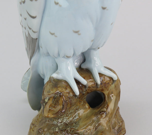 Impressive c1900 Pair Limoges French Porcelain Owl Figurines Large Size