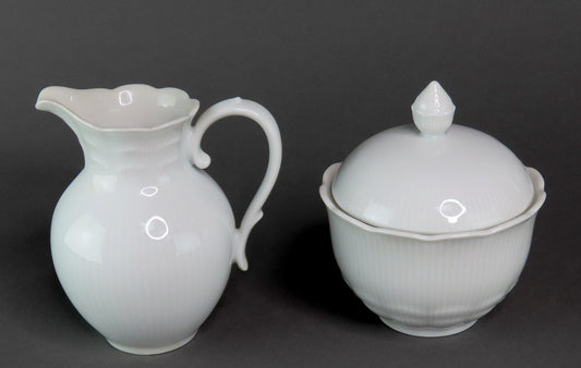 Great Kaiser Romantica White Porcelain Sugar Bowl and Creamer Pair