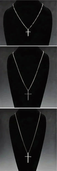 3 Sterling Silver and Plated Chain Necklaces and Cross Pendants