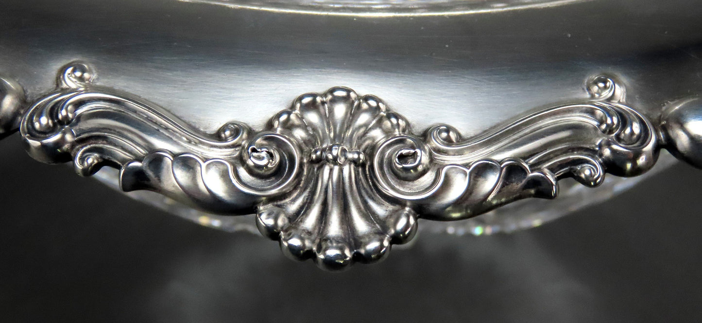 1899 American Brilliant Cut Glass Gorham Sterling Silver Hope Glassworks Bowl