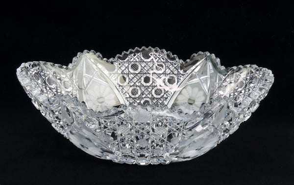 Wonderful ABP American Brilliant Period Cut Glass Oval Bowl Flower Decoration