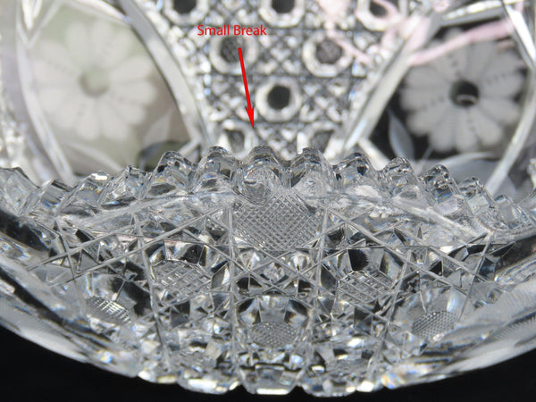 Wonderful ABP American Brilliant Period Cut Glass Oval Bowl Flower Decoration